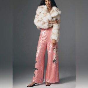 Farm Rio x Anthropologie Sequin Wide Leg Pants, XL, NWT.
